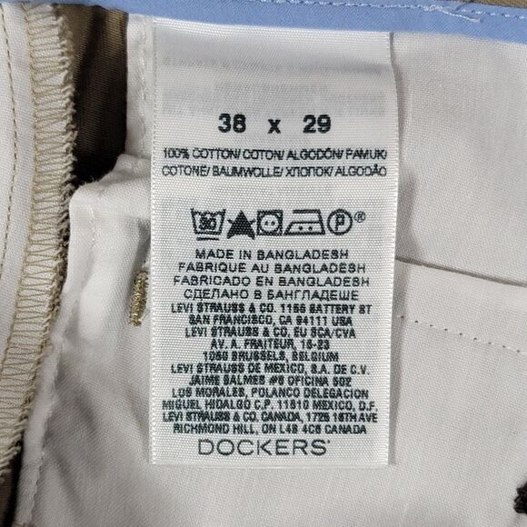 Mens Dockers Signature Khaki Pants Flat Front Size 38x29 Beige Classic Fit D3 - Picture 4 of 11
